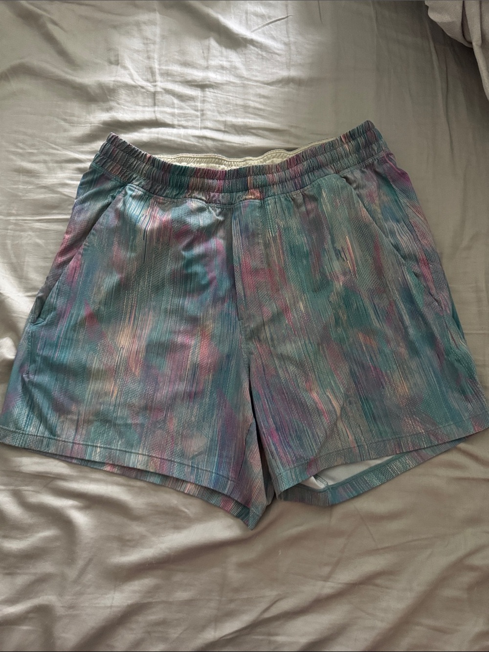 lululemon athletica Men’s Pastel Tie-Dye Athletic Shorts - Teal & Pink Accents